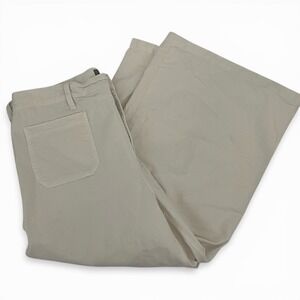 J.Crew Point Sur Women Cream Wide Leg Crop Pants Cotton Modal Size 32 High Rise